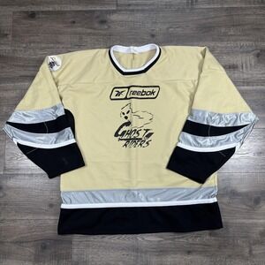 Ghost Riders Jersey Mens XL Beige Black Ice Hockey Reebok CCM AK Number 5